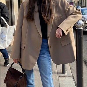 The Frankie Shop TANSY OVERSIZED BLAZER - BEIGE